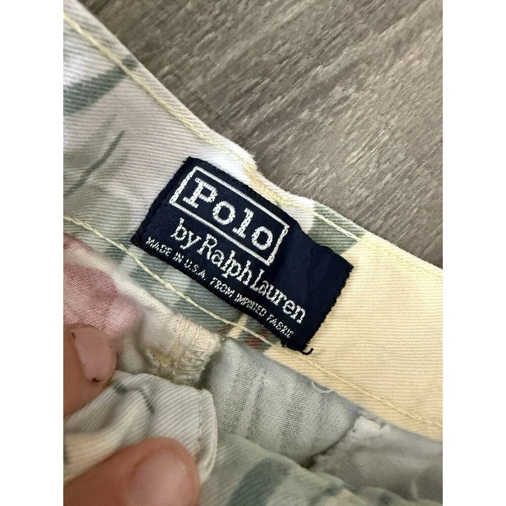 VTG Polo Ralph Lauren Men Cotton Short 31 Floral Hawaiian Print 8” Made In USA